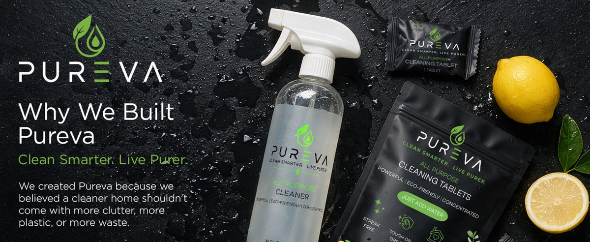Pureva Cleaning Tablets Starter Kit - 8 Tablets + Refillable Spray Bottle